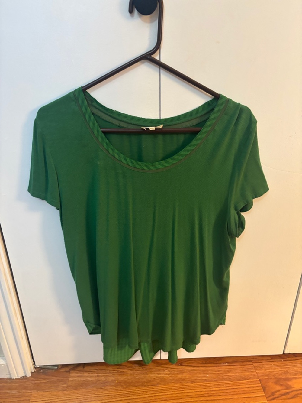 Anthropologie Green Scoop Neck Short Sleeve Top